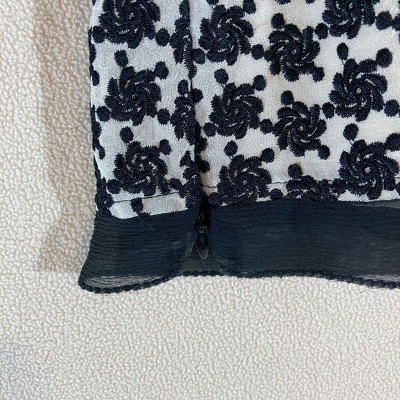 Ann Taylor Silk Tank Women's 2 Black Roses Y2K Babydoll Boho Festival Coquette - Picture 5 of 9